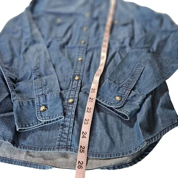 Banana Republic Women's Cotton Denim Jean Button Down Shirt Size Small - Picture 8 of 9
